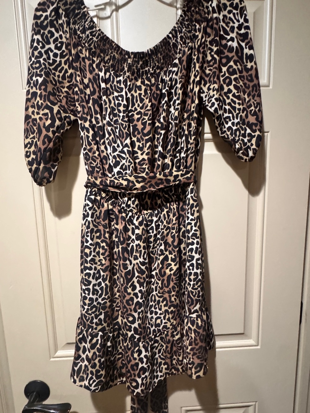 Lilly Pulitzer Leopard Print Off-Shoulder Rochelle Romper - Black & Cream - Picture 4 of 9